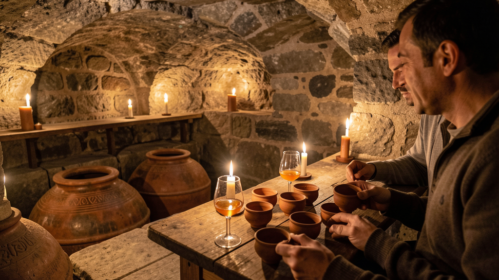 Wine tasting in traditional Georgian marani cellar