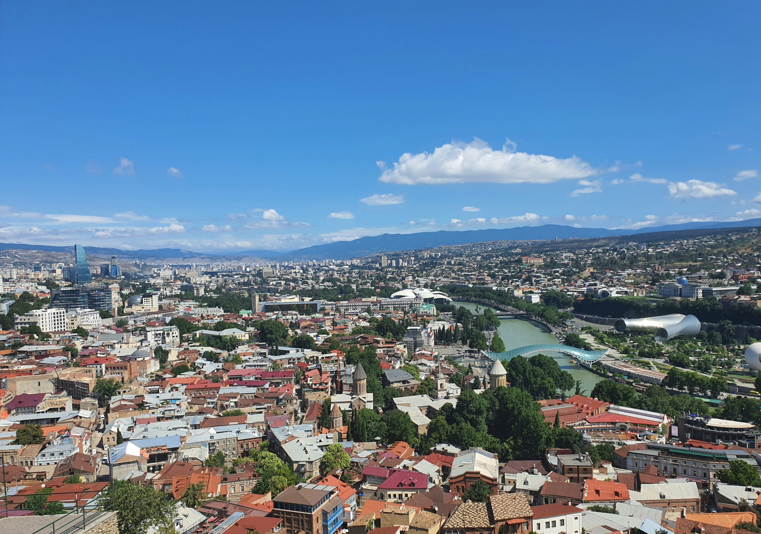 Narikala Fortress panorama of Tbilisi Old Town at golden hour