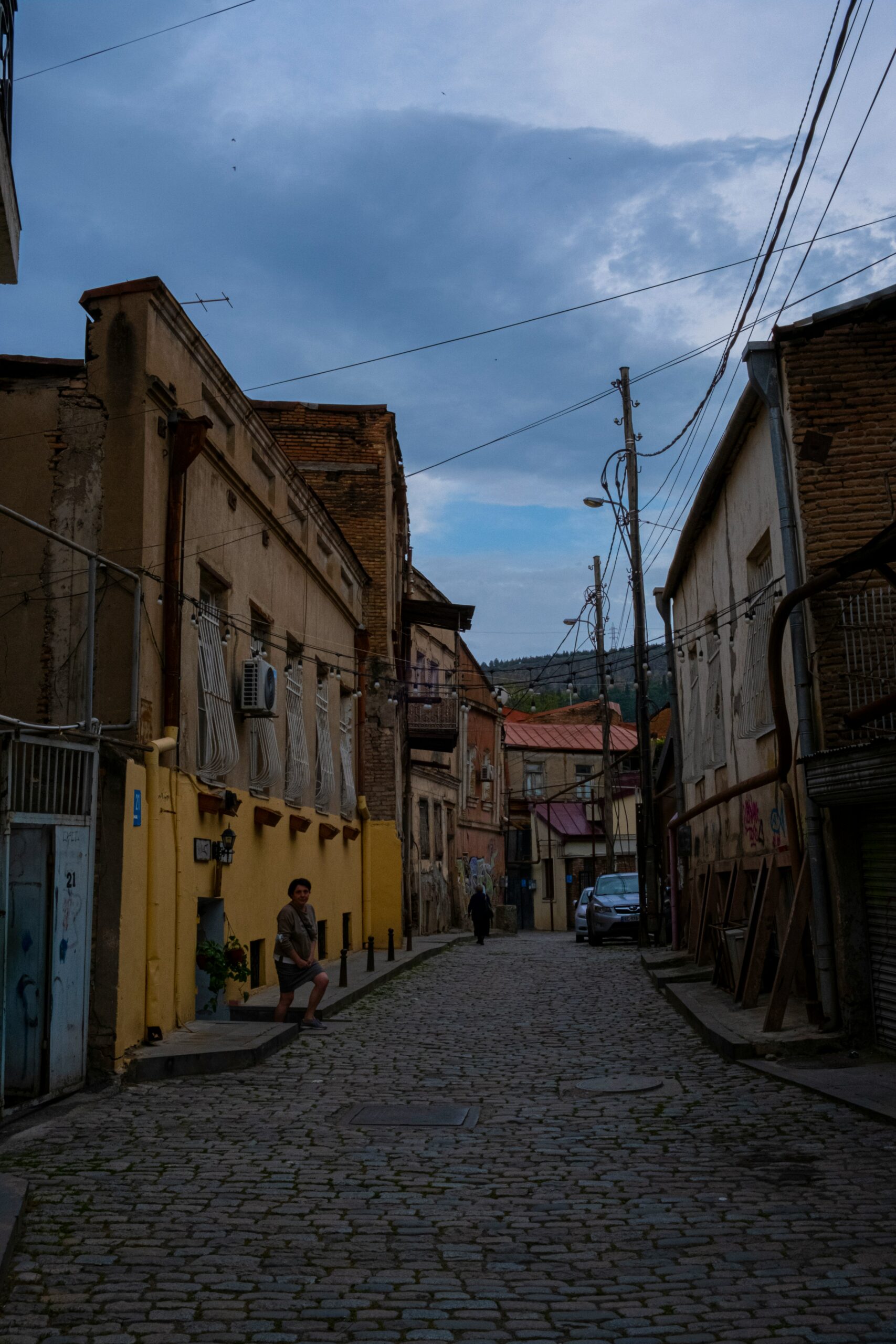 Narrow cobblestone street in Tbilisi Old Town