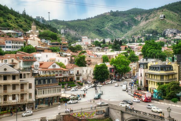 Scenic view of Tbilisi Georgia old town vibrant city